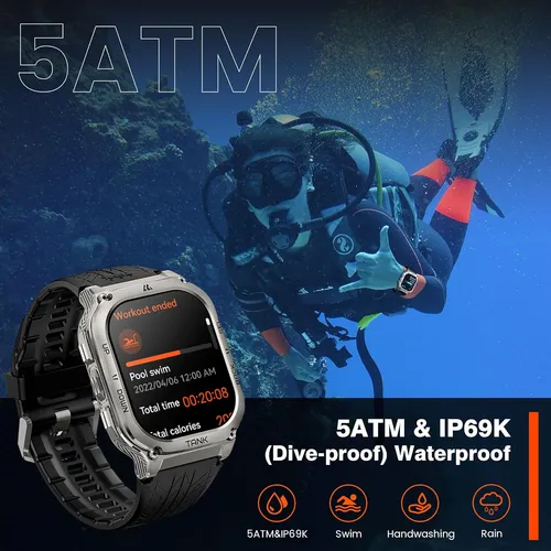 Reloj Inteligente Kospet Tank M3 C/ Bluetooth 1.96 Plateado