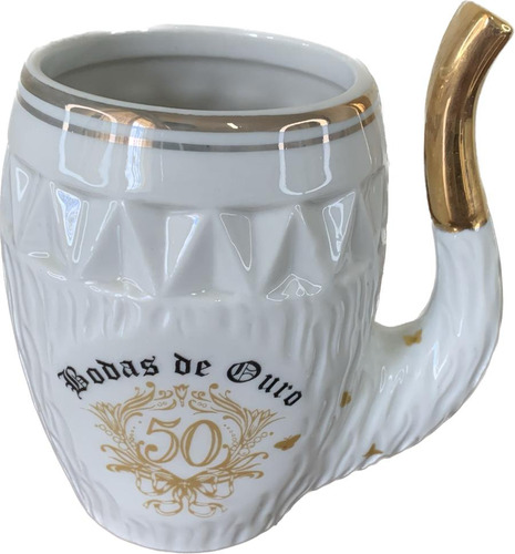 Cuia De Chimarrão Em Porcelana Bodas De Ouro 50 Anos