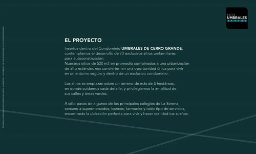 Sitio Venta (autoconstrucción) Condominio Umbrales La Serena