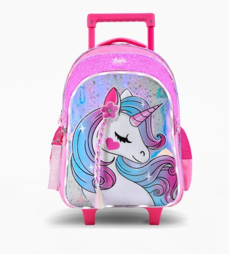 Mochila Footy Con Carro 18 Unicornio Luz Trenza Lentejuelas