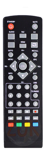 Control Remoto Sintonizador Decodificador Para Sate Zuk