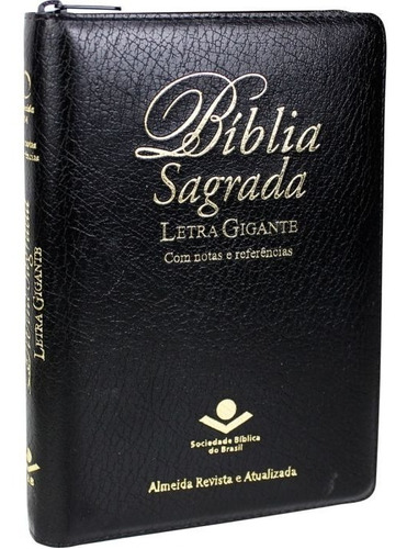 Bíblia Sagrada Letra Gigante Revista Atualizada Couro Zíper