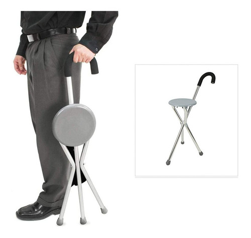 Imagen 5 de 6 de Bastón Con Asiento Plateado Nebucor