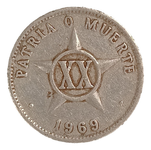 Moneda Cubana 20 Centavos 1969 Muy Bueno Km 35.1