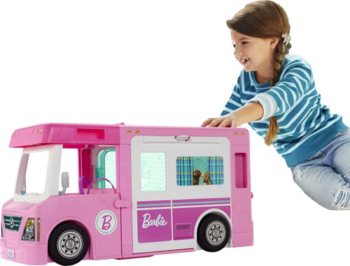 Barbie Camper, Juego De Muñecas Con 50 Accesorios, Se Tran.