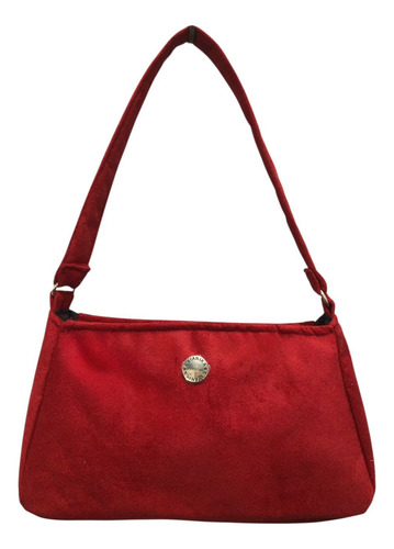 Cartera Baguette Mini Bag Gamuza Faja Moda Mujer Bordó Lisa Níquel