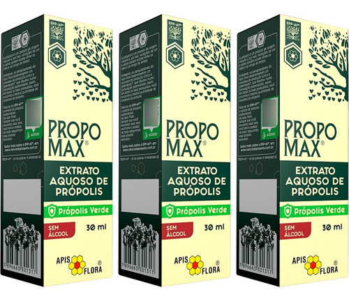 3x Extrato De Própolis Verde Propomax Sem Alcool - Apisflora