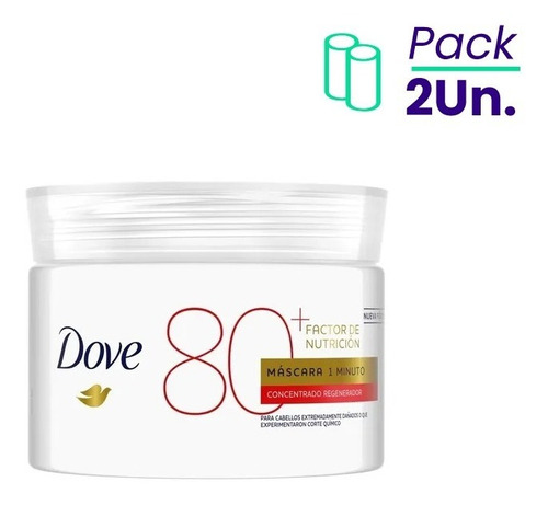 Pack X2 Mascara Capilar En 1 Minuto +80 Nutricion Dove 300g