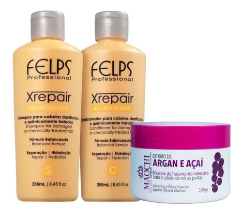 Kit Felps Profissional Xrepair Bio Molecular Tratament