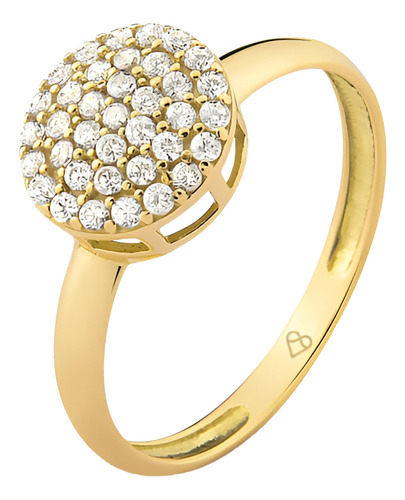 Anel Pavê Redondo Em Ouro 18k Com 37 Pontos De Diamante Aro