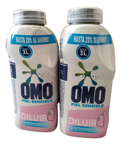 Pack X 2 Omo Deterg Líquido Hipoalergénico Para Diluir 500ml