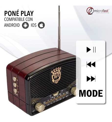Radio Parlante Bluetooth Retro Vintage Batería Recargable 5v