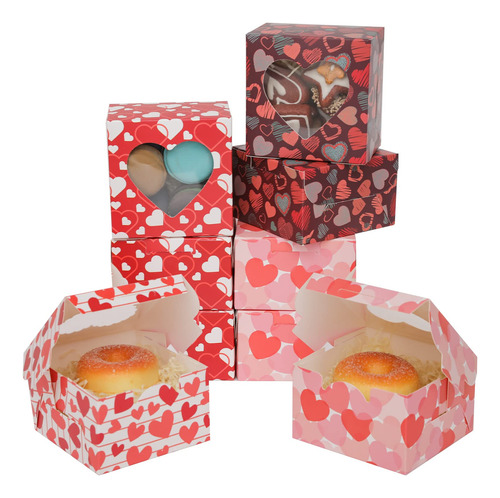 Caja Panaderia San Valentin Ventana 4 X 2.5  Pasteleria Mini