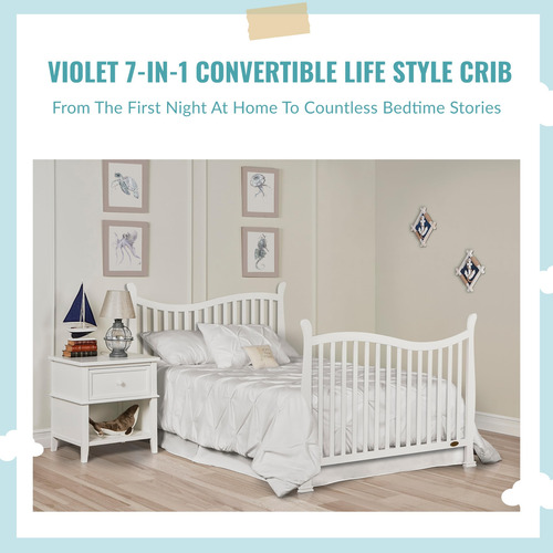 Cuna Convertible 7 En 1 Dream On Me Violet, Blanca