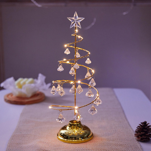 Lámpara De Árbol De Navidad Con Led Y Colgante De Cristal,