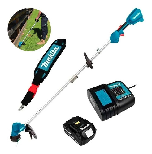 Desbrozadora Inalambrica 18v Con 1 Bateria Makita Color Azul Verdoso