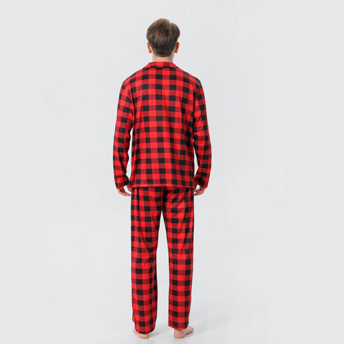 D Traje De Pijama Familiar A Cuadros Navideños For Papá,