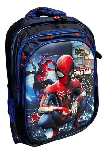 Mochila Amplia Spiderman 18'' Hombre Araña Parker 43x30x10 Spiderman Cuclillas