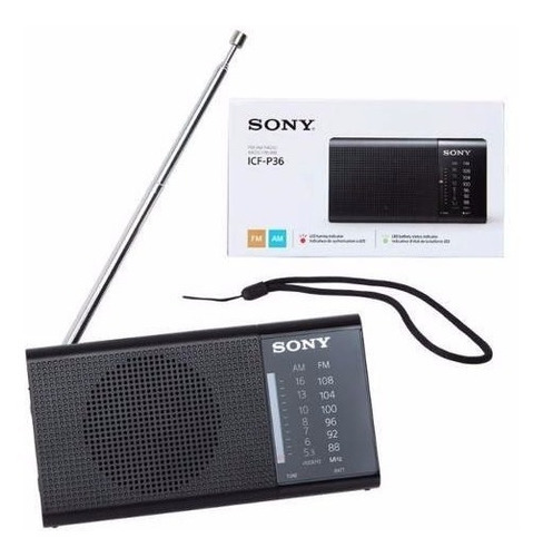 Radio Sony Icf-p36 2 Bandas Fm/am Analogico Altavoz + Correa
