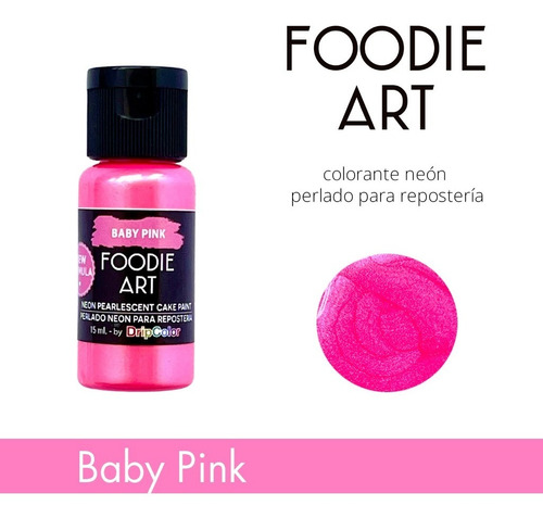 Colorante Comestible Foodie Art Perlado Neon Baby Pink Cake
