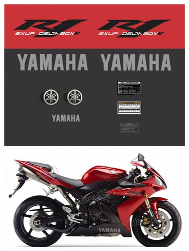 Kit Adesivos Moto Yamaha R1 2005 Vermelha E Preta Ca-04287