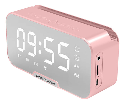 Altavoz Bluetooth Mirror Clock Alarm Con Voice Fm