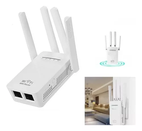 Repetidor Amplificador Señal Wifi 4antenas Rompemuros 2,4ghz