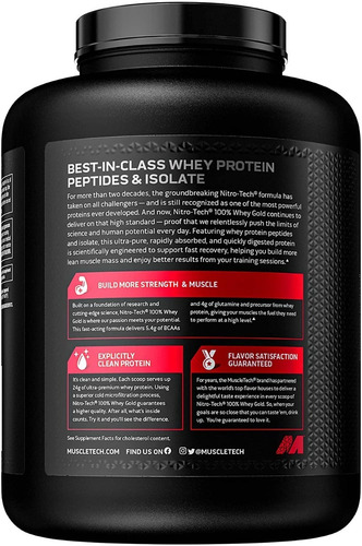 Imagen 2 de 5 de Nitro-tech 100% Whey Gold Muscletech Proteína 5.2lb 70 Serv