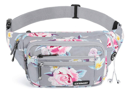 Rinonera Cxwmzy Unisex Deportiva C/correa - Flor Gris
