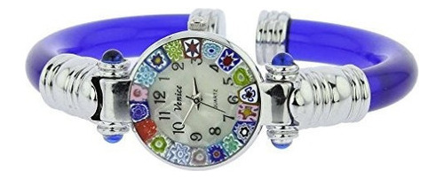 Reloj De Brazalete Millefiori Glassofvenice Murano Glass Azu