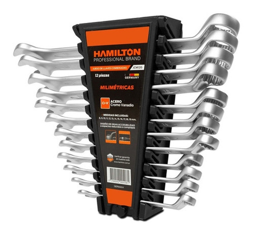 Llaves Combinadas Acodadas Juego 12 Pcs Hamilton Jcm12g