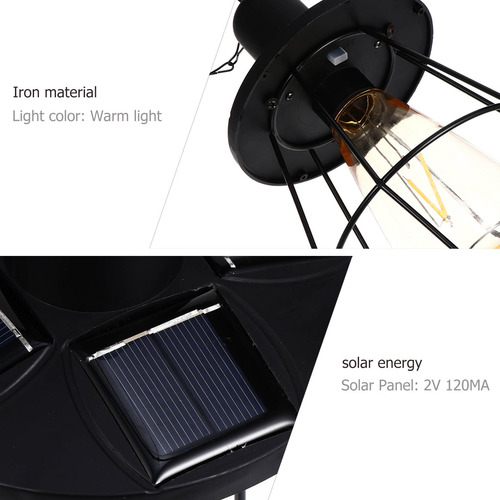 Lámpara Solar De Hierro Forjado Vintage