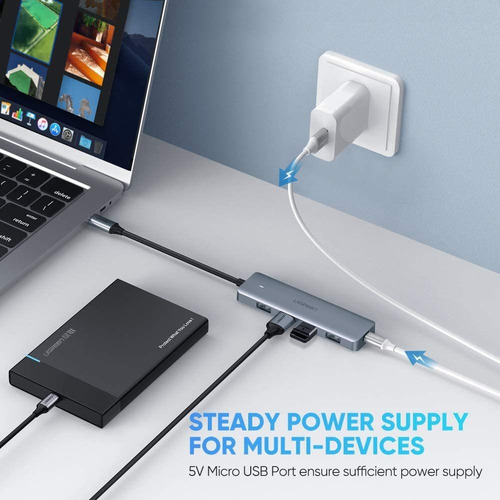 Imagen 5 de 7 de Ugreen Usb C Hub 4 Puertos Usb Tipo C A Usb 3.0 Hub Adaptado
