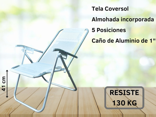 Imagen 5 de 8 de Reposera Playera Aluminio Super Alta 5pos Reforsa Disentino®