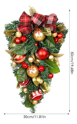 Corona De Navidad Lágrima Navideña Con Bolas Navideñas De Or