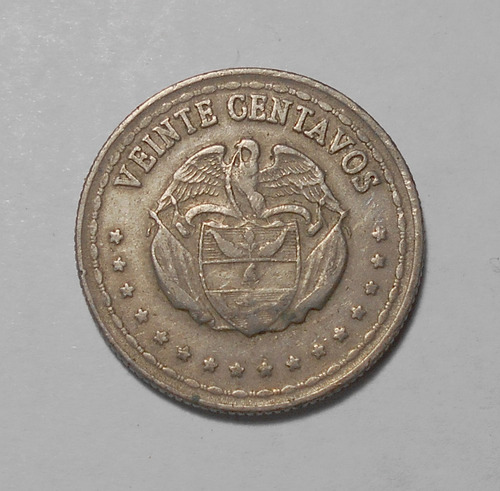 Colombia 20 Centavos, 1959 Cuproníquel Km# 215 