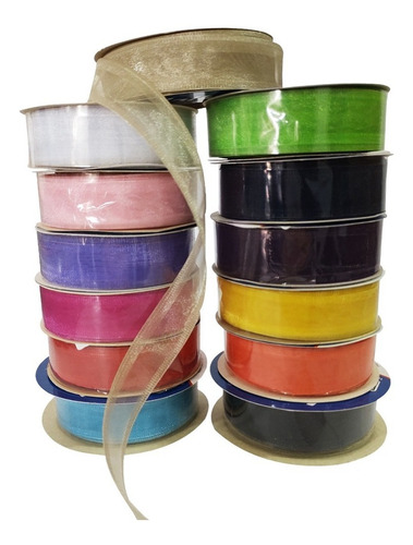 Imagem 1 de 1 de 1 Rolo De Fita De Organza 22mm X 9,14m Escolha As Cores
