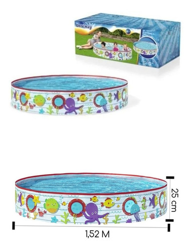 Pileta Rigida Redonda Bestway 55029 152cm X 25cm 435lts Pvc Color Blanco Y Rojo