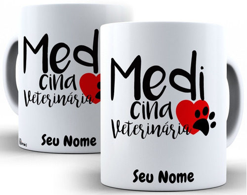 Caneca Medicina Veterinária Personalizada Com Seu Nome