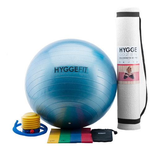 Kit Yoga Mat Colchoneta Pvc 6mm+ Pelota C/inflador +4 Bandas