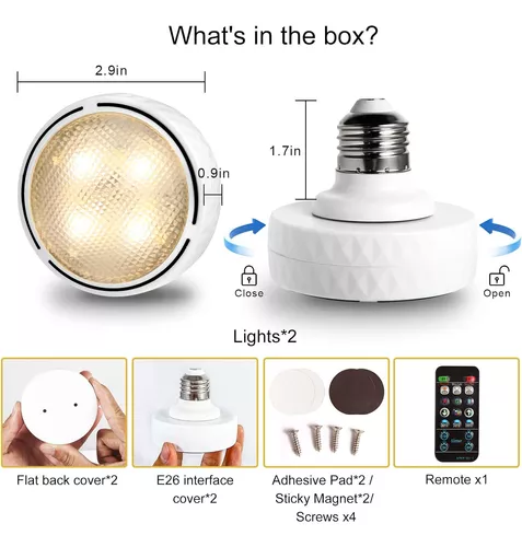  Paquete de 2 bombillas a pilas con control remoto para