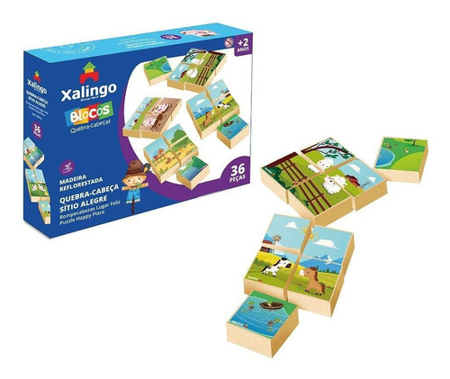 Puzzle 36 Cubos Madera Granja Xalingo  5273.2