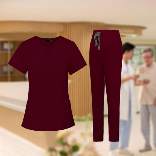 Conjunto De Uniforme Para Enfermería Con Cuello En V Para