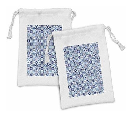 Estuche De Tocador - Ambesonne Azulejo Fabric Pouch Set Of 2