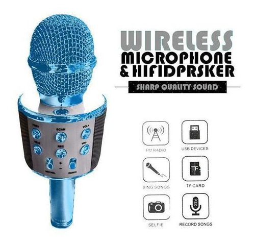 Wster Ws-858 - Altavoz y micrófono Bluetooth para karaoke, color azul