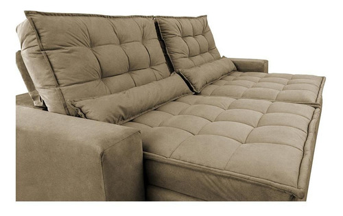 Sofá Retrátil e Reclinável com Molas Ensacadas Cama inBox Gold 2,52m Tecido Suede Velusoft Castor