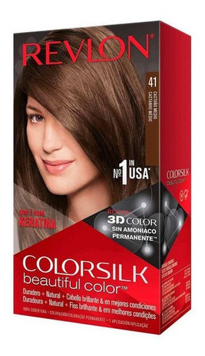 Kit Tintura Revlon  Colorsilk beautiful color™ tono 41 castaño medio para cabello