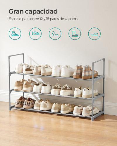 Songmics Zapatero De 3 Niveles 30 X 92 X 55 Cm Color Plateado