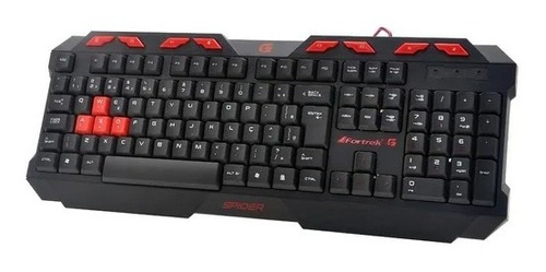 Teclado Gamer Spider Gk706 Preto/vermelho Fortrek Abnt2