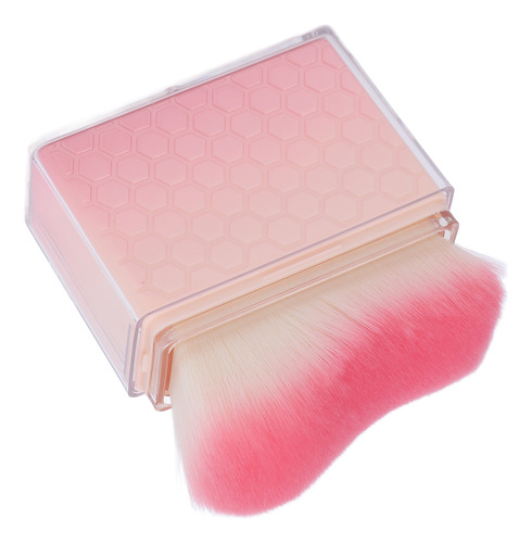 Pincel De Maquillaje Portátil Rosa Con Cabeza Plana En Ángul